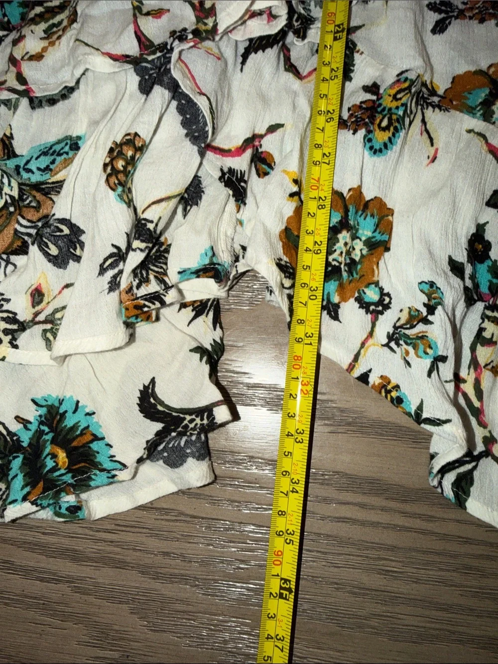 bp Cream Floral Off-Shoulder Smocked Top with Teal & Mustard Accents